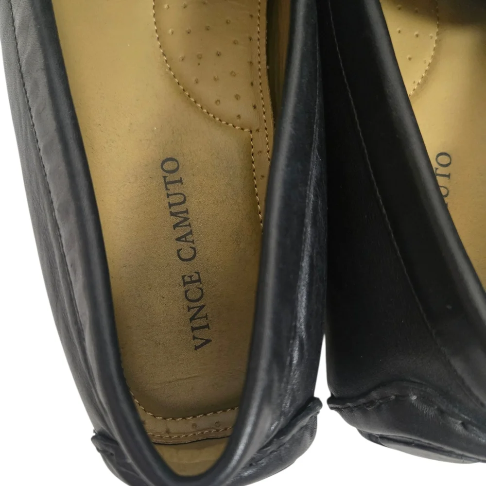 Vince Camuto Mens Black Leather Slip-On Penny Loafers
